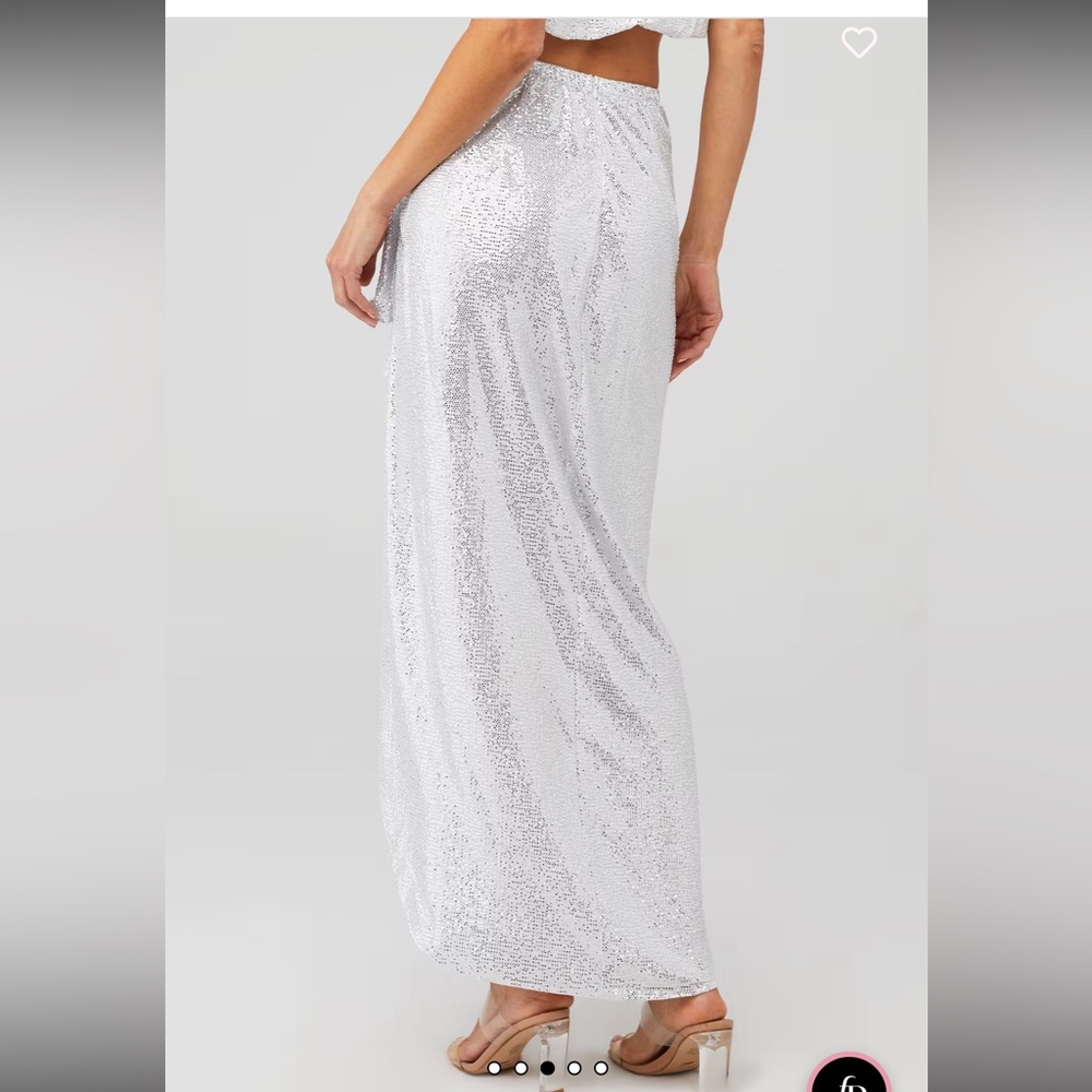 Show Me Your Mumu Silver Confetti Wrap Maxi Skirt XS Festival Glam - Picture 2 of 6